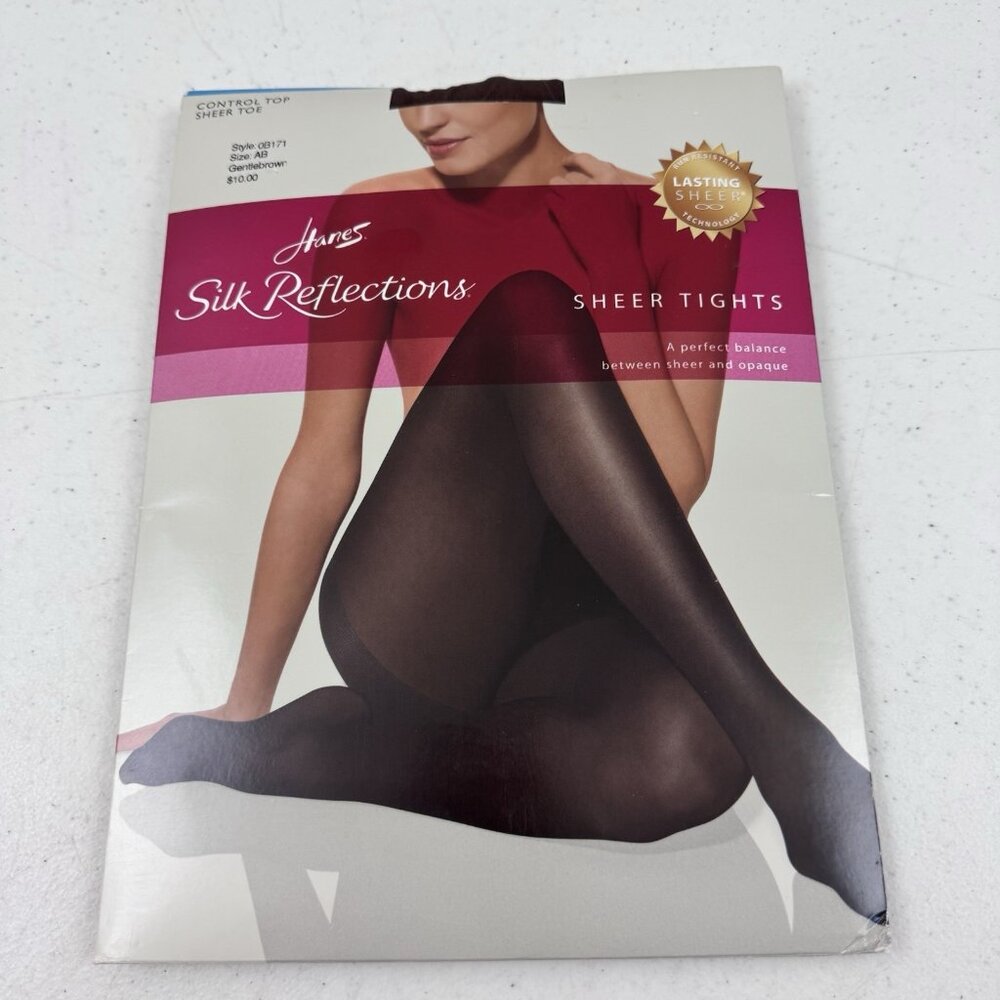 HANES Silk Reflections Control Top Pantyhose Sz AB Color Gentlebrown